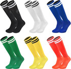 6 Pairs Kids Youth Soccer Socks Solid Striped Knee High Tube Football Sports Soc