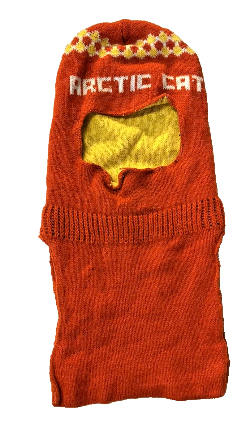 Arctic Cat Balaclava Mask Bright Orange Yellow Snowmobiling Full Face Vintage