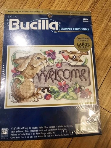 Bucilla Stamped Cross Stitch 42028 Welcome Bunny 7" x 5" Crafts