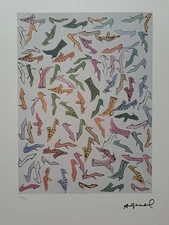 Andy Warhol Signed Lithograph Shoes Certificate Leo Castelli