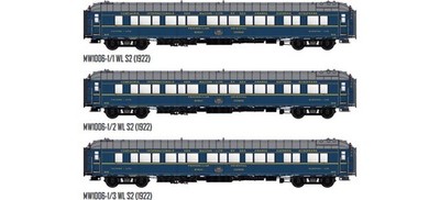 LS Models MW 1006-1 H0 3-tlg. Set Schlafwagen ''Bombay Express'' CIWL,Beleuchtung,