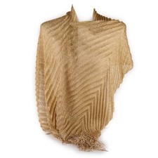 Stola oro cerimonia coprispalle elegante da donna plisse dorata foulard scialle