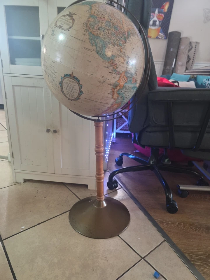 De colección Replogle 16" Piso Globo Serie Clásica Mundial Madera Soporte/Alivio Foto 3 de 3