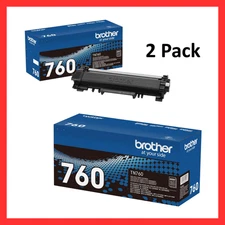 Brother TN760 High Yield Toner Cartridge - 2 Pack - NEW !!!