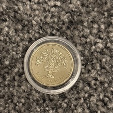 1987 Elizabeth II - PROOF £1 One Pound English Oak Tree Coin - (ref #57)