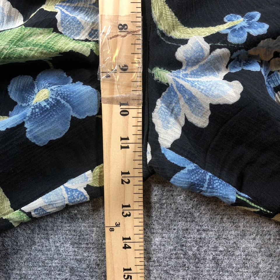 Tommy Bahama Pantalones Mujer 8 Negro Azul Floral Seda Recortado Pierna Ancha Pantalones Foto 4 de 4