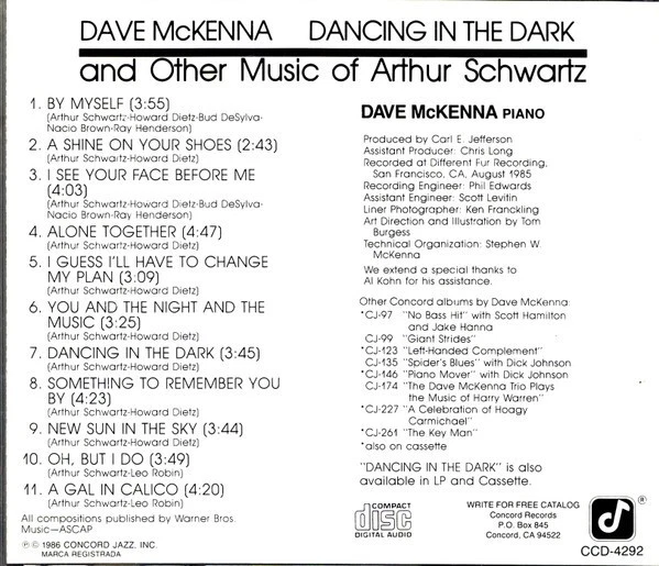 CD Dave McKenna: Dancing in the Dark and other music of Arthur Schwarz - Bild 2 von 2