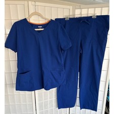 ScrubStar Premium Scrubwear Set Royal Blue Top Size XL Pants Size Large -2 Sizes