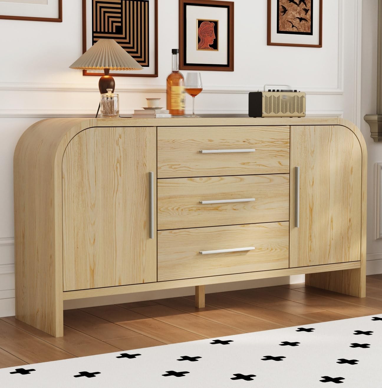 Modern Arched Sideboard Buffet Cabinet for Kitchen or Entryway