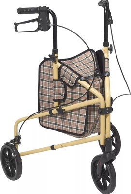 Drive Medical Winnie Lite Supreme 3 Wheel Rollator Rolling Walker, Tan/Plaid