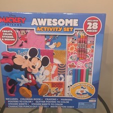 Disney Awesome Activity Set 28 Pieces Coloring Book Crayons Markers Stickers