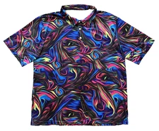Obnoxious Golf Shirt Mens XLarge Trippy Color AOP Performance Stretch Loud Polo