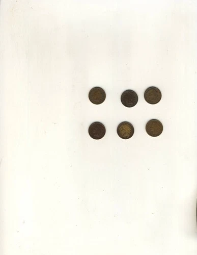 Lot of 6 Indian Head pennies 1893, 1903, 1904, 1905, 1906, 1907  Good condition