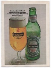 Vintage Heineken Magazine Ad Imported Lager Beer 1970s Photorealism