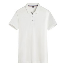 Men's Comfort Polo Shirt Casual Business Style Solid Color Logo Short Sleeve Top