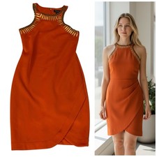 Thalia Sodi Dress Womens Sz Small Orange Sleeveless Work Office Church Date