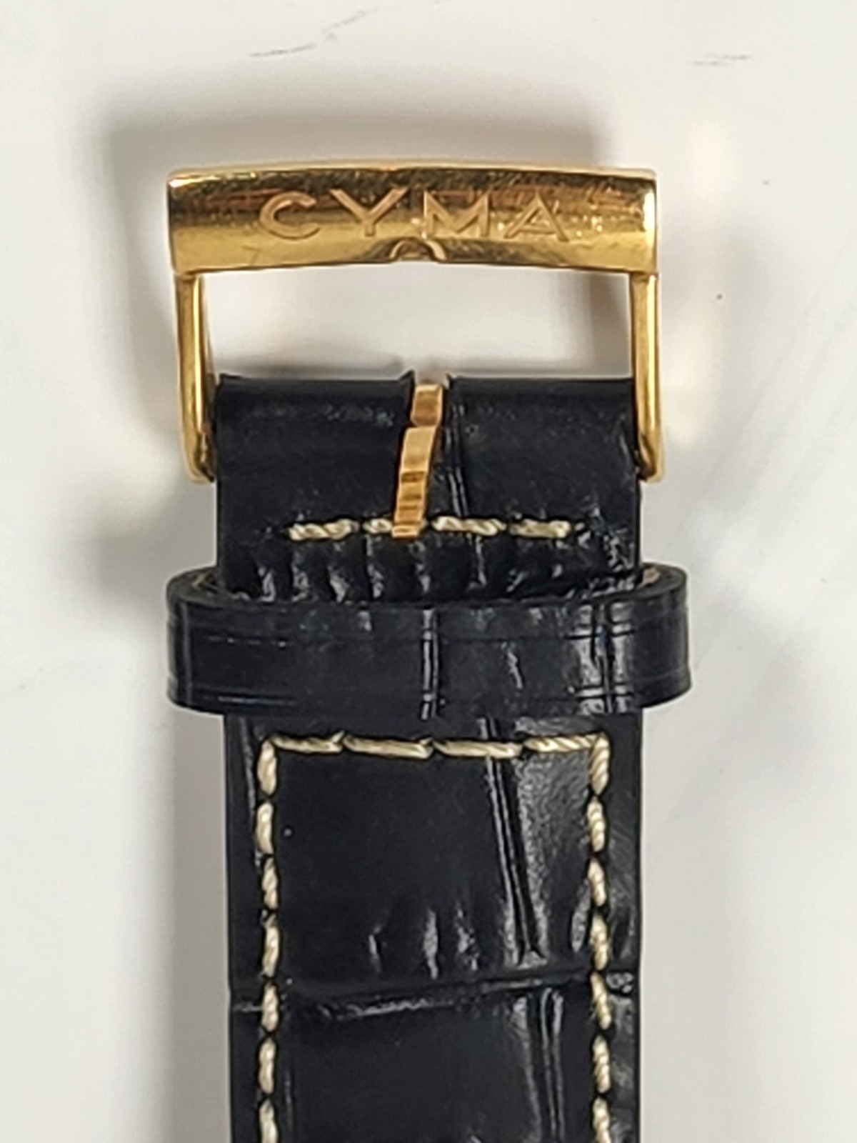 Cyma14k Solid Gold Rectangular Tank Watch & Date … - image 5