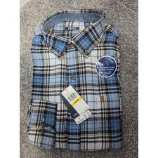 NEW  IZOD Stratton Flannel Shirt Men's Medium M Blue Plaid Button Down /B120