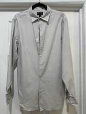 Banana Republic Slim Fit Geometric Gray Dress Shirt Men's L Long Sleeve