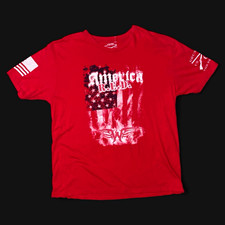 Grunt Style Men s Red Graphic Logo Crew Neck Short Sleeve USA Flag T-Shirt 2XL