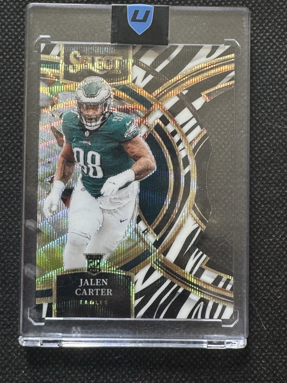Jalen Carter 2023 Panini Select 171 Zebra Prizm Die-Cut Rookie RC Eagles