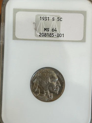 1931-S Buffalo Nickel NGC MS64 ⭐ Key Date San Francisco Mint Gem!