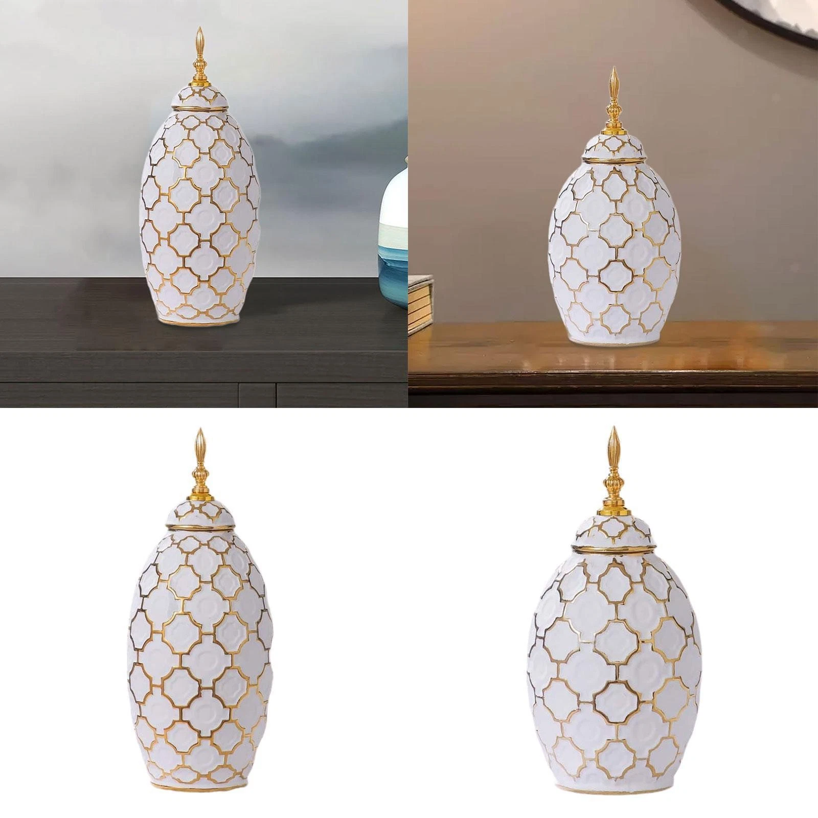 Ceramic Flower Vase Porcelain Ginger Jar Collection Display Handicraft Storage