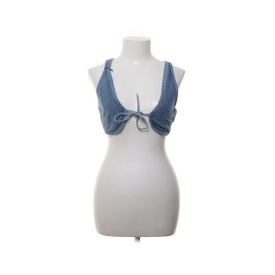 Pull & Bear, Weste, Größe: XS, Blau, Baumwolle, Streifen, Denim, Damen #BSH