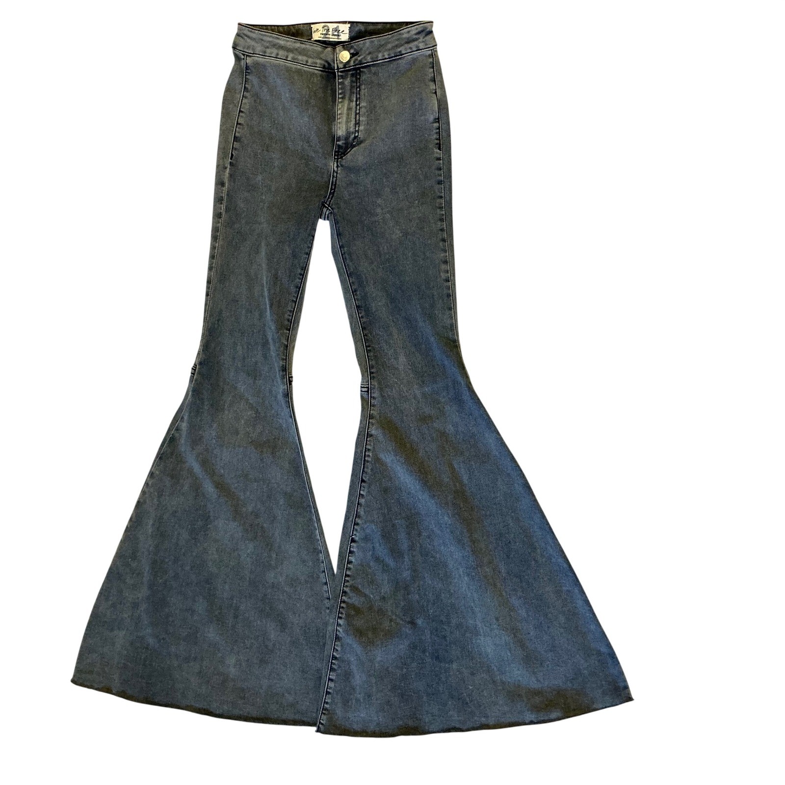 Free People We The Free Just Float On Flare Jeans Blue Acid Wash Bell Bottom 24