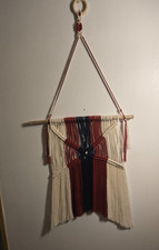 red white and blue macrame wall decor
