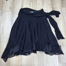 90s 2000 y2k Black Layered Flowy Vampy Whimsigoth 100 Silk Skirt 12