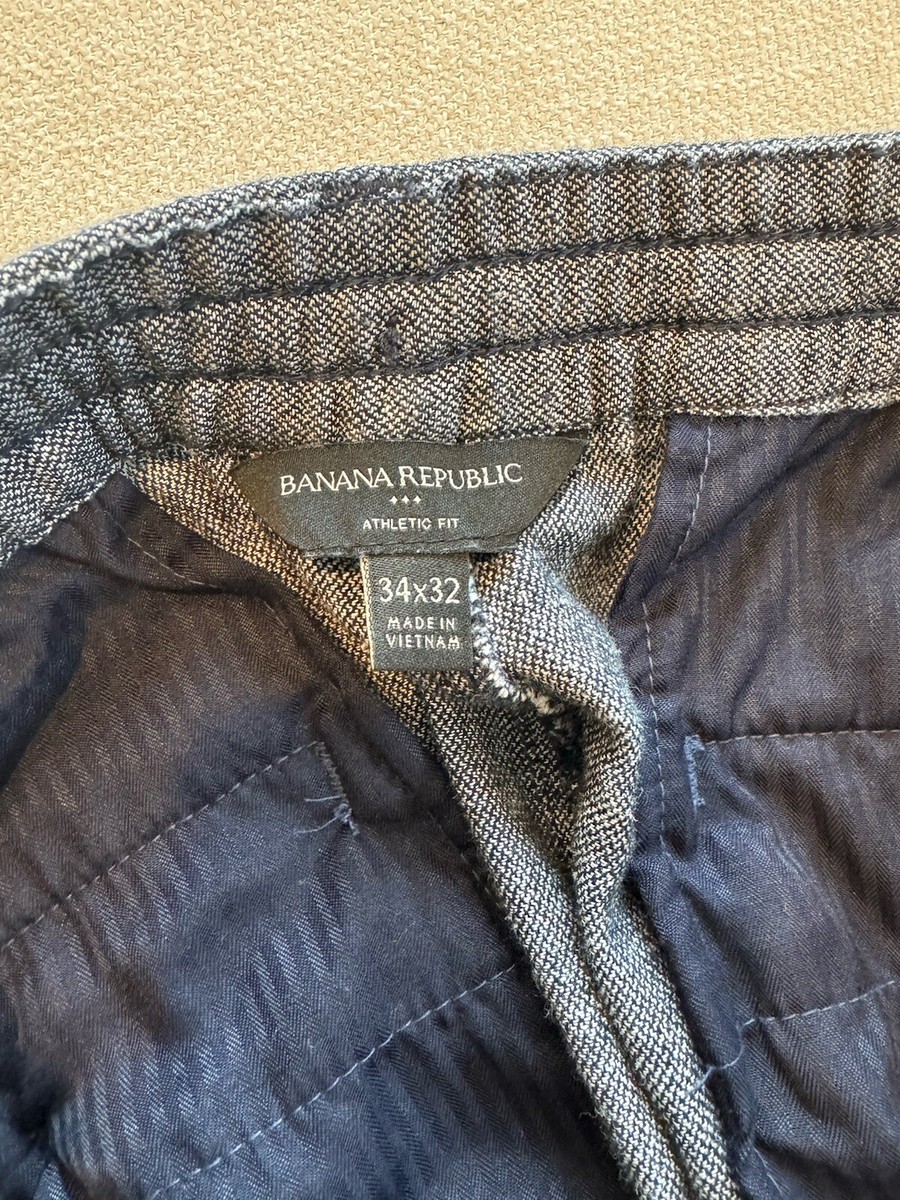 Banana Republic Linen Blend Pants Athletic Fit 34x30 Navy