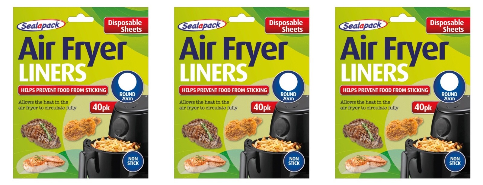 120x Sealapack Air Fryer Liner Round Disposable Non-Stick Heat Circulate 20cm
