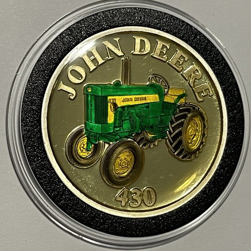 John Deere 430 Tractor Enamel & Color Rare Coin 1 Troy Oz .999 Fine Silver Round - Picture 3 of 12