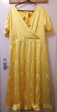 Womens Dress Yellow Size 26 By Lovedrobe Luxe Wrap Puff Sleeve Maxi Dress New!