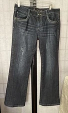 L.A. Idol VTG Y2K Distressed Whiskered Stretch Jeans Diamamté Embellished JR 13
