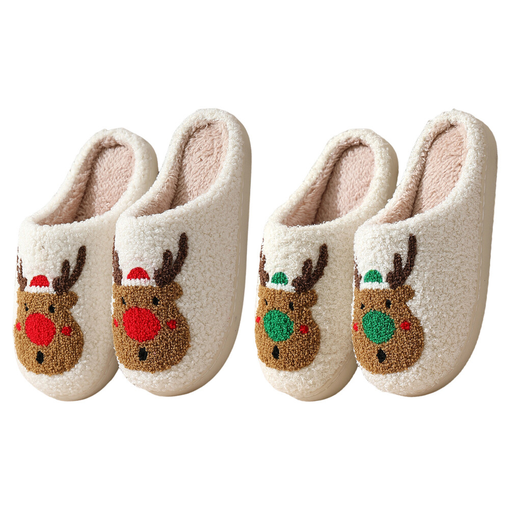 APL Pantofole peluche alce natalizio soffici pantofole da casa comode per camera da letto interna