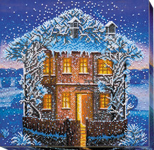 Bead Embroidery Kit "Winter night" size 11.8"x11.8" / 30.0x30.0 cm
