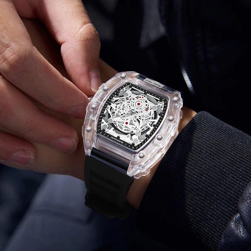 KIMSDUN Transparent Men's Watch Quartz Wristwatch Luminous