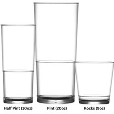 Polycarbonate Stackable Pint (20oz) and Half Pint (10oz) Glasses CE - Reusable