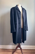 PIERRE CARDIN 100% WOOL TRENCH COAT XL 48 black angora cashmere unworn long