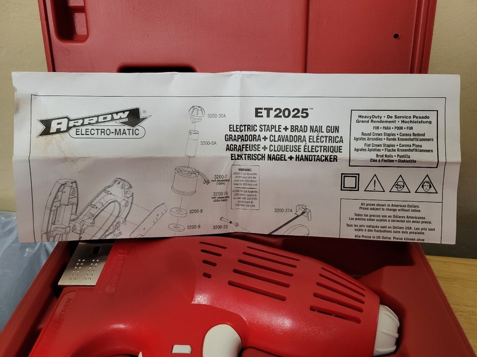 Arrow Electro Matic RED ELECTRIC Staple And Nail Gun Kit ET2025 eBay