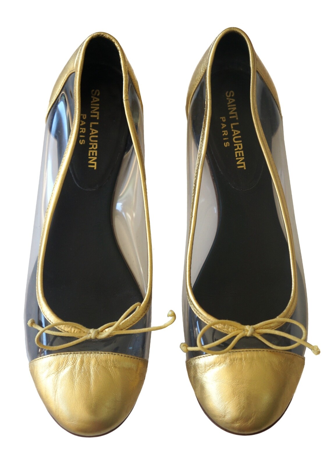 Ballerine SAINT LAURENT 37 in pelle dorata punta a cappuccio PVC 6 5