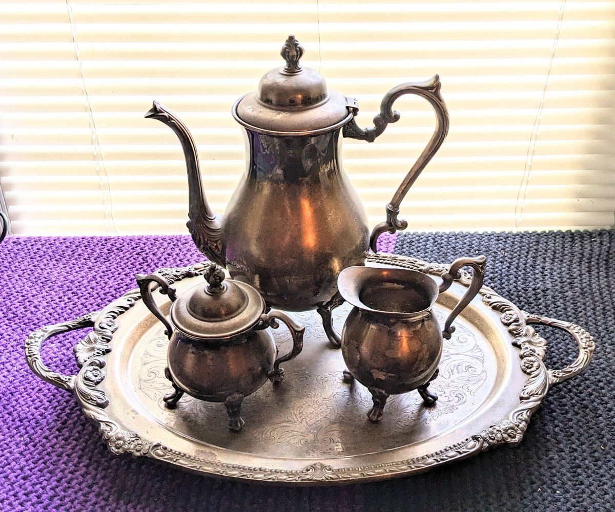 Vintage Sheridan Silver Plate Dolphin Footed 4 Piece Tea Set | eBay