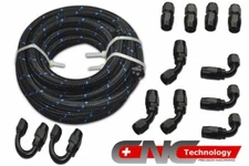 AN8 - 8AN 30FT Nylon Steel Braided OIL FUEL Line Fitting Hose End Adaptor Kit