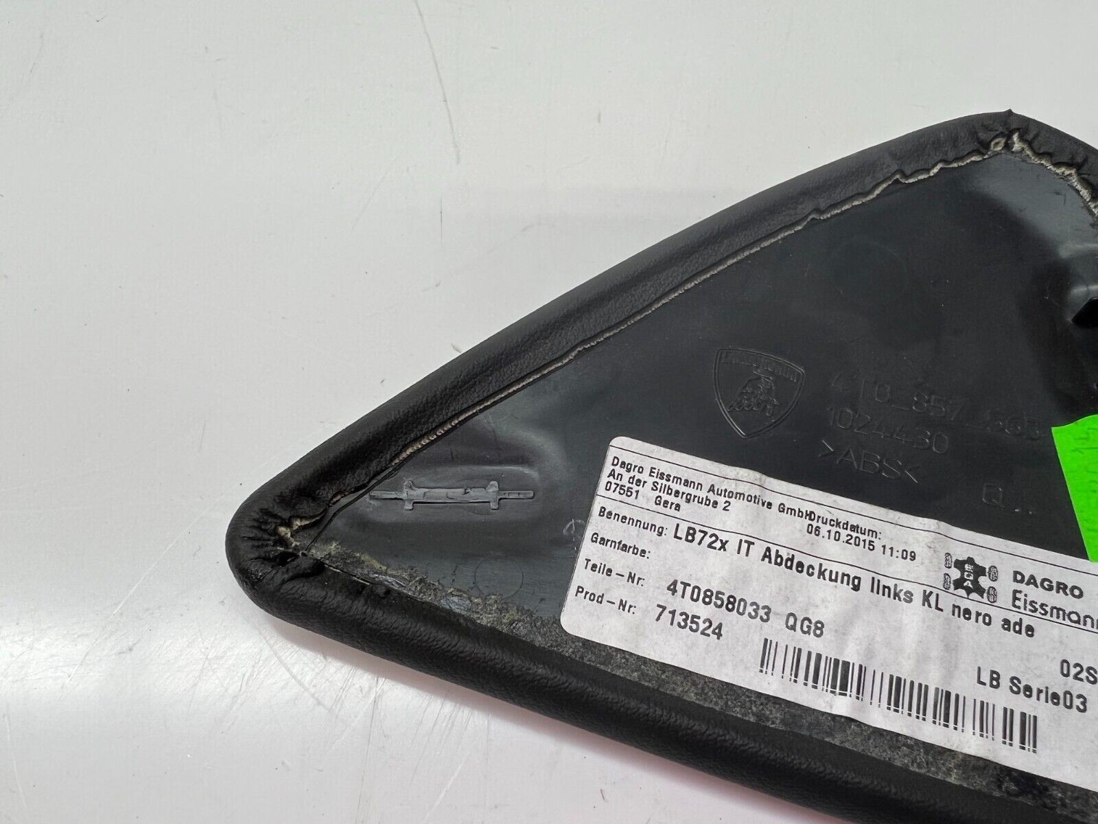 LAMBORGHINI HURACAN LH LEFT SIDE DASHBOARD END CAP TRIM COVER OEM 4T0858033