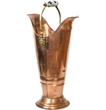 Cobre Carbón Scuttle con Mango Delft Cabeza de León Chimenea Cubo Paraguas Soporte