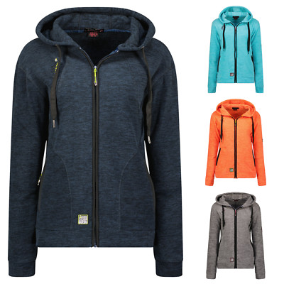 Geographical Norway Damen Sweatjacke Übergangs Jacke Outdoor Kapuze Strickjacke