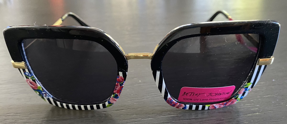 BETSEY JOHNSON SQUARE BLACK- BLACK STRIPE FLOWERS GOLD  display picture 1