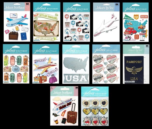 Jolee's Travel & Vacation Stickers Road Trip Airplane Luggage Usa Map Passport